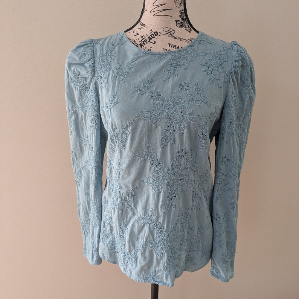 Blue/White Lace Women's Tops